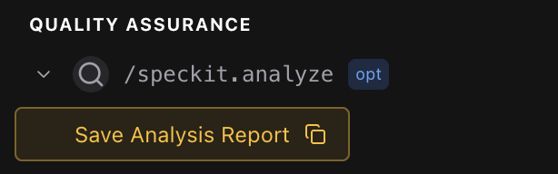 Save Analysis Report button in Quality Assurance section